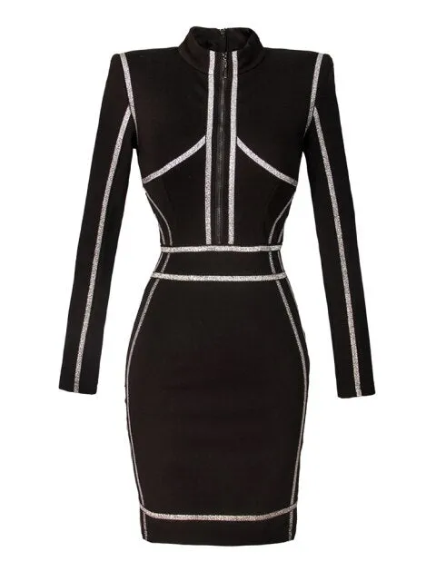 Sexy Sheath Dress For Women Stand Collar Slim Mini Dresses