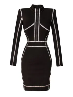Sexy Sheath Dress For Women Stand Collar Slim Mini Dresses