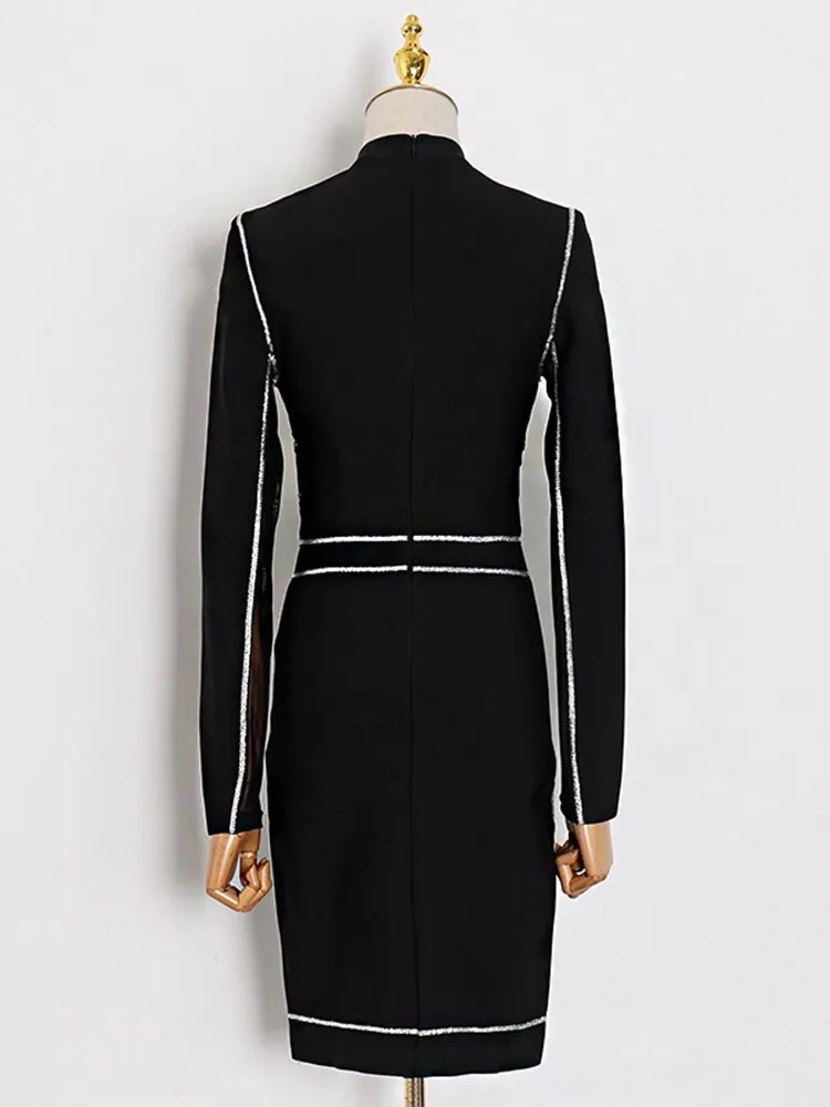 Sexy Sheath Dress For Women Stand Collar Slim Mini Dresses