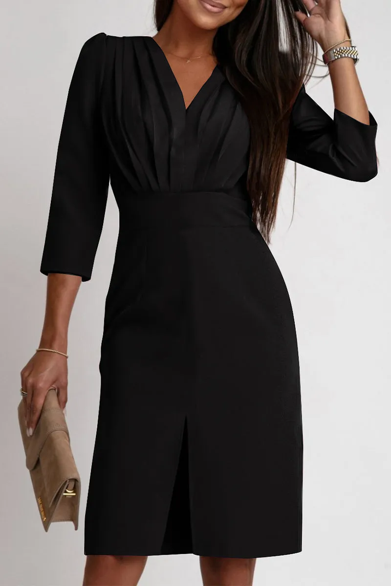 Sexy Slit V Neck Wrapped Skirt Dresses(4 Colors)