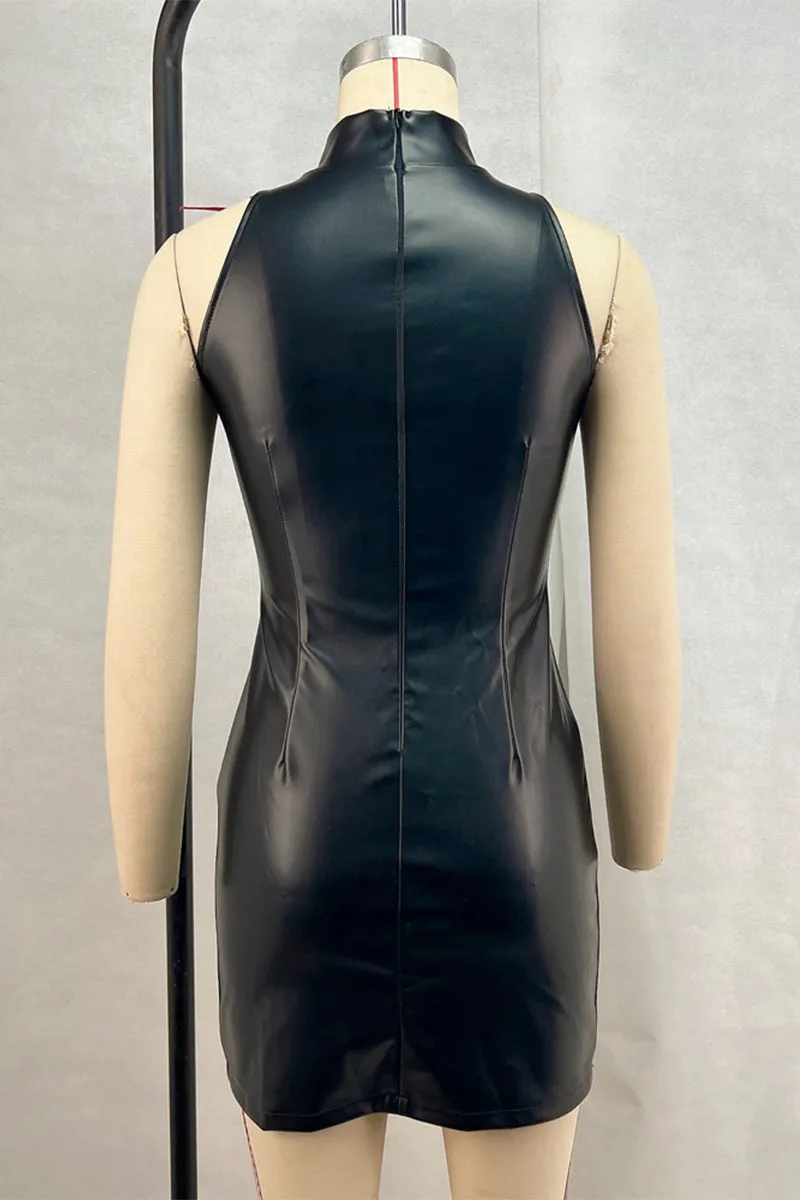 Sexy Zipper Turtleneck Wrapped Skirt Dresses(4 Colors)