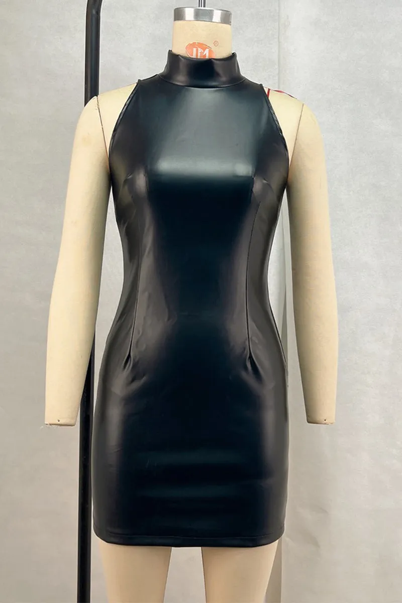 Sexy Zipper Turtleneck Wrapped Skirt Dresses(4 Colors)
