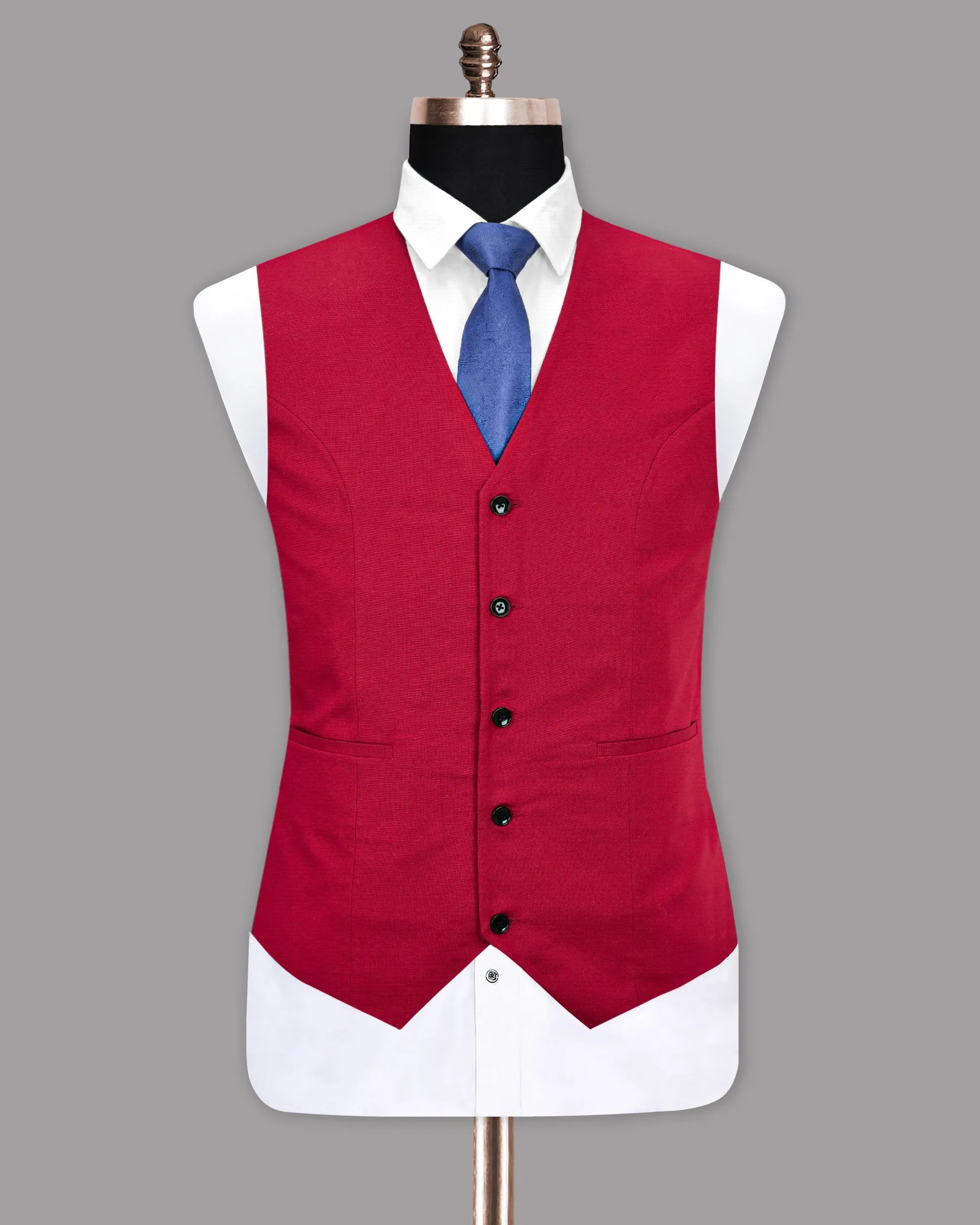 Shiraz Red Luxurious Linen Waistcoat