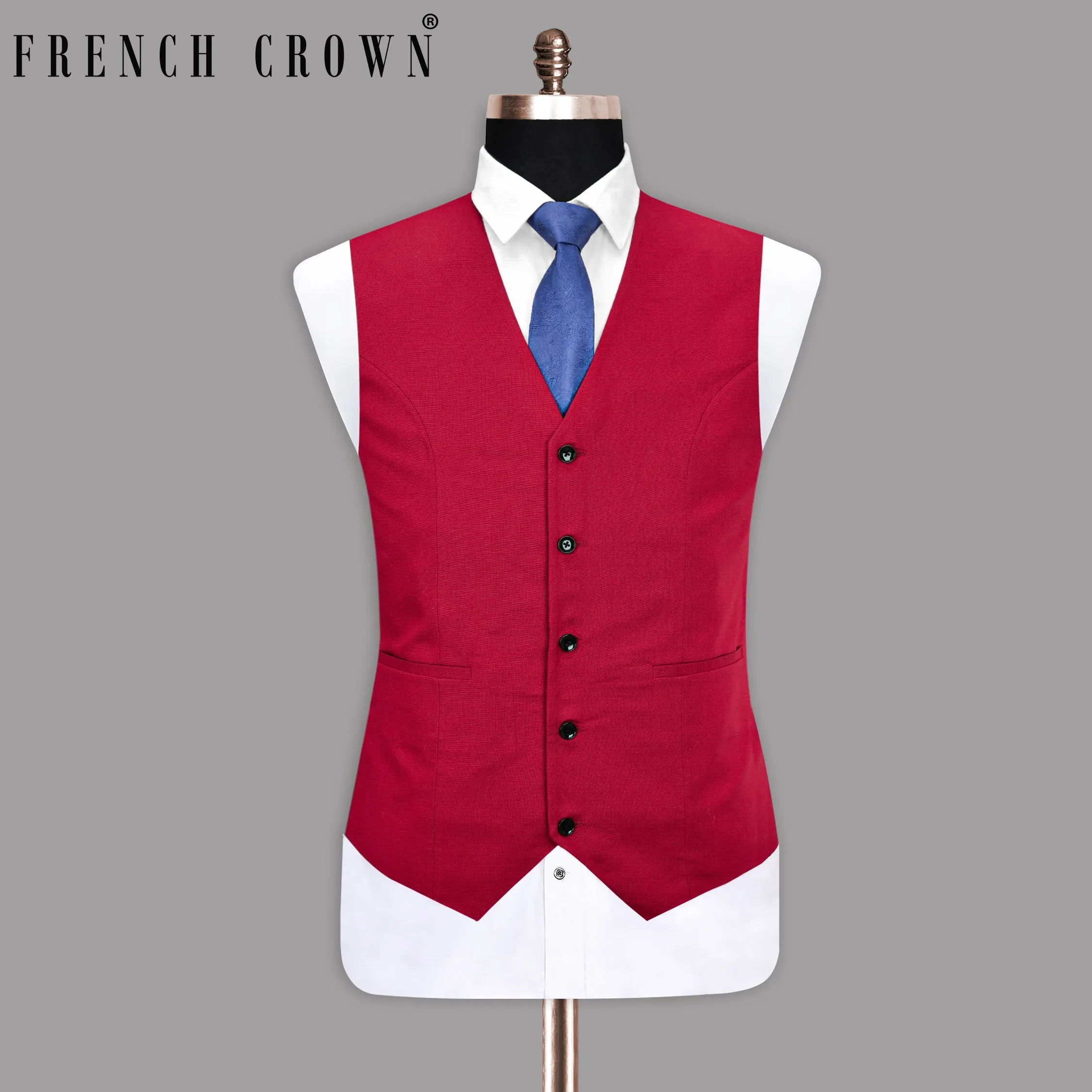 Shiraz Red Luxurious Linen Waistcoat
