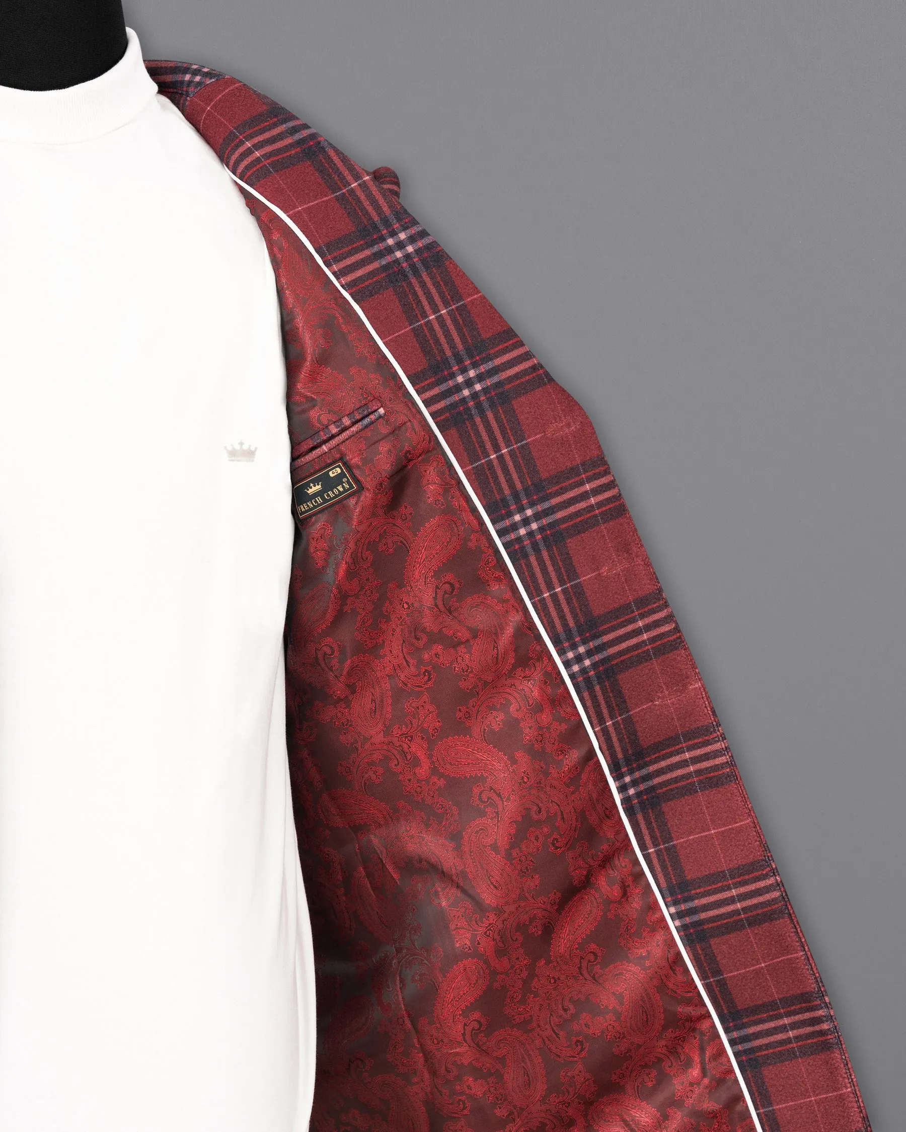 Shiraz Red Plaid Trench Coat