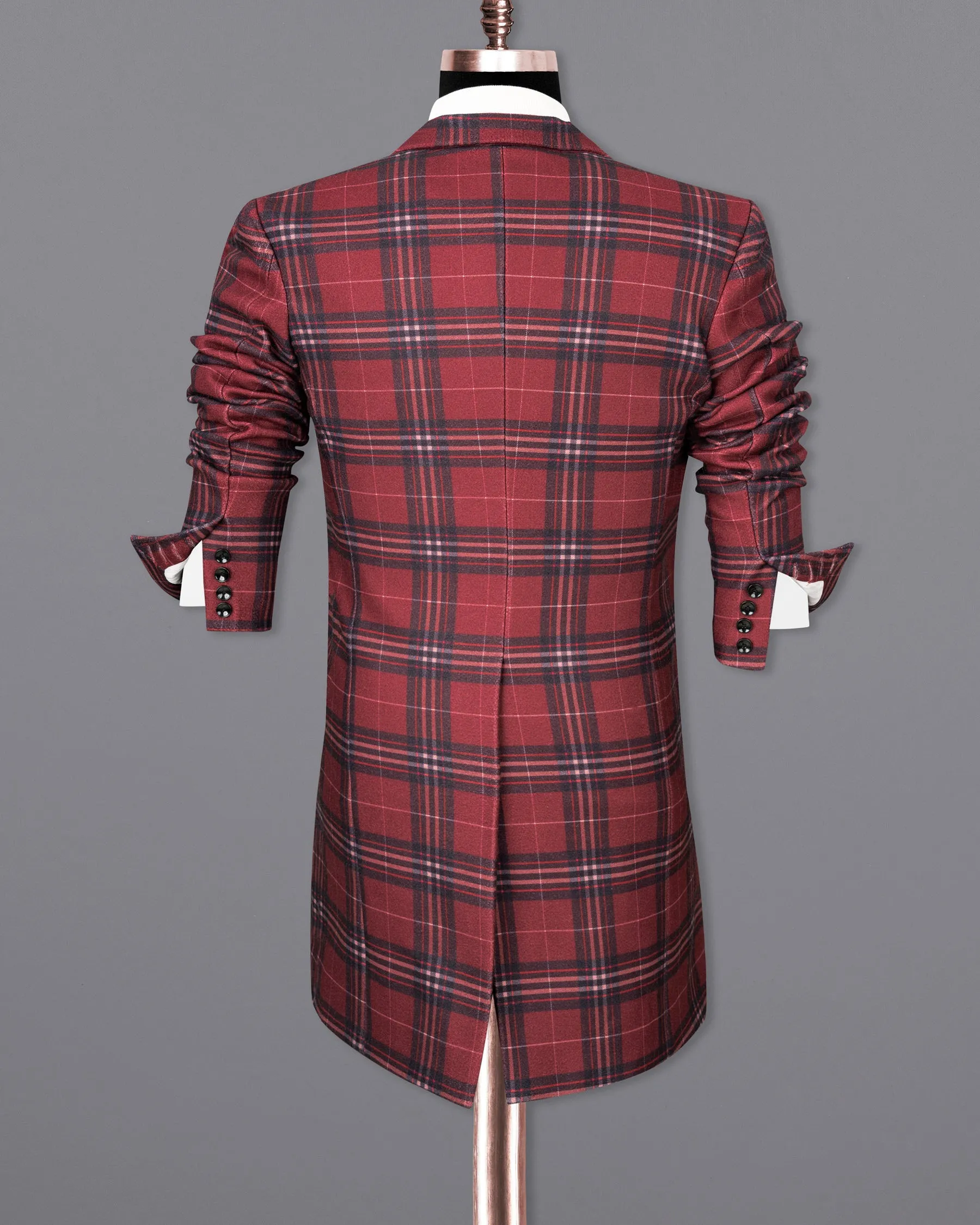 Shiraz Red Plaid Trench Coat