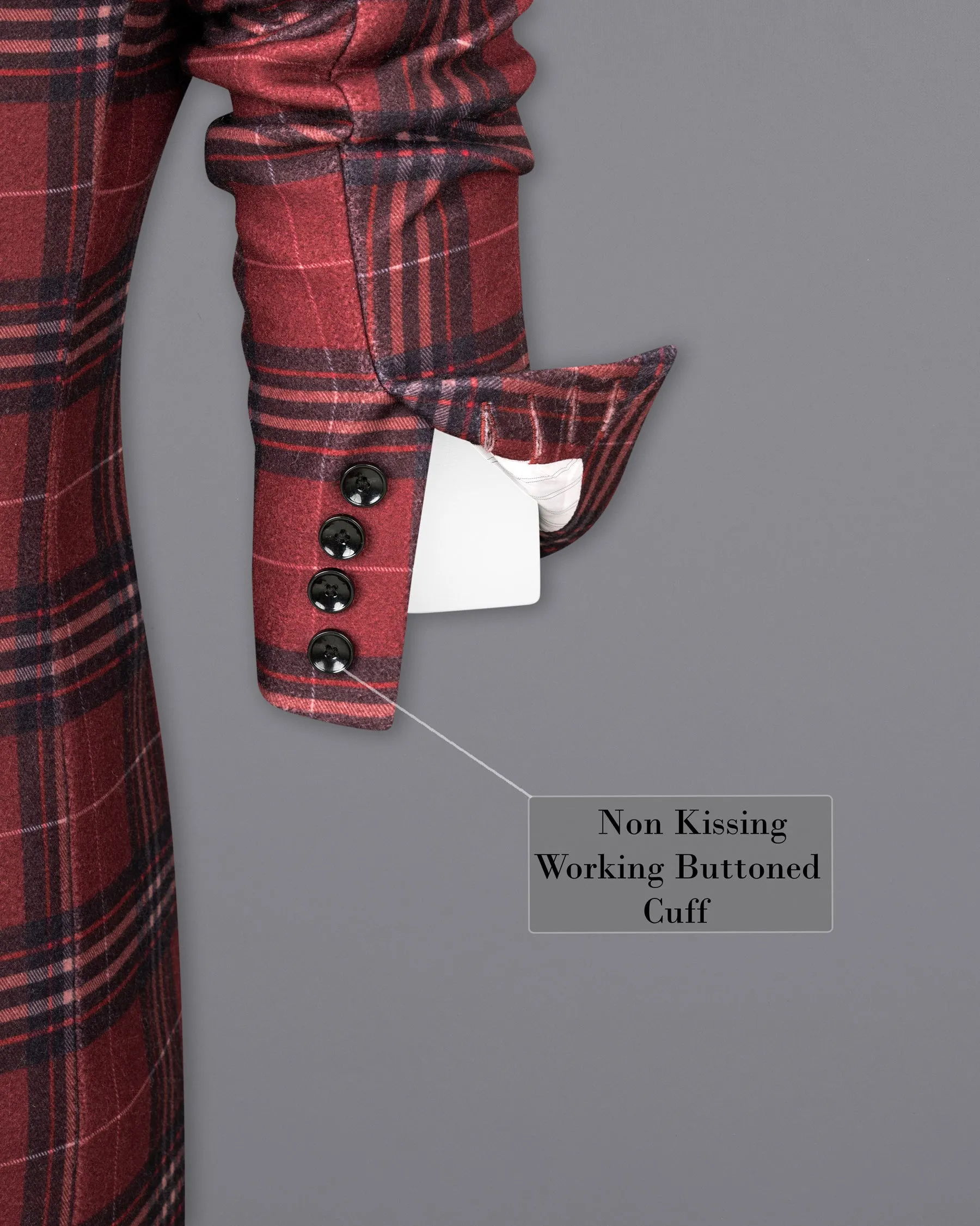 Shiraz Red Plaid Trench Coat