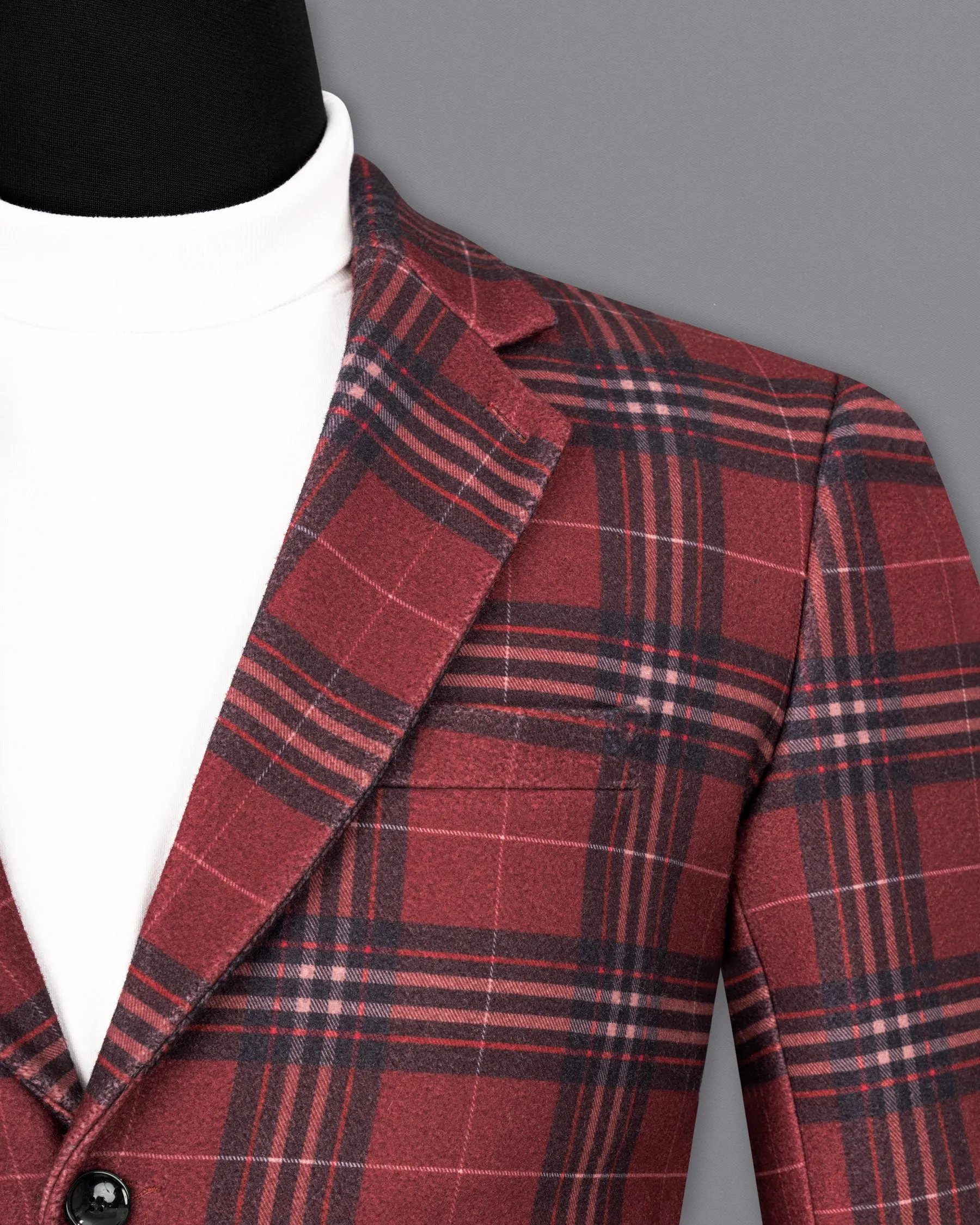 Shiraz Red Plaid Trench Coat