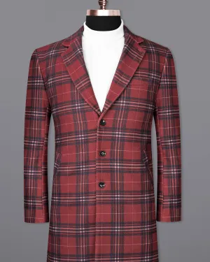 Shiraz Red Plaid Trench Coat
