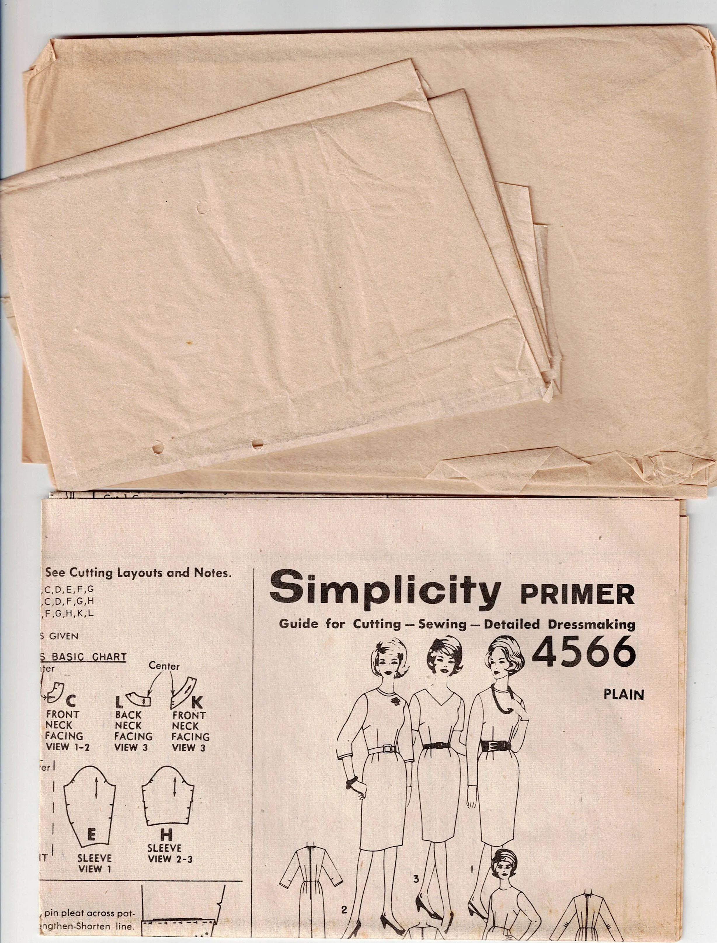 Simplicity 4566 Womens Classic Half Size Sheath Dress 1960s Vintage Sewing Pattern Size 14 1/2 Bust 35 inches