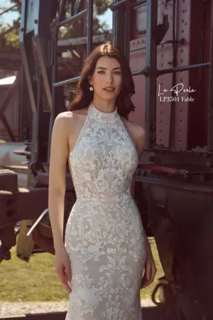 Size 8 La Perle LP2501 Fable Ivory/Light Nude Gown