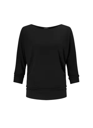 Spenser LENZING™ ECOVERO™ Relaxed Boat Neck Top | Caviar Black