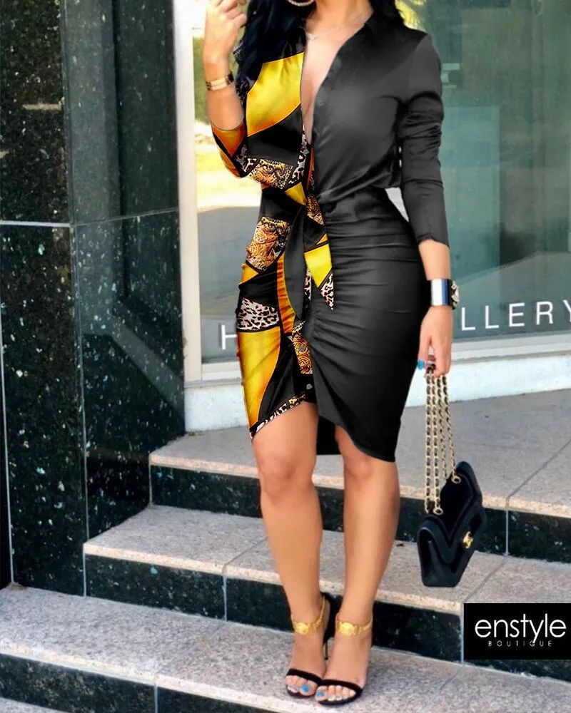 Splice Irregular Sexy Slim Dress