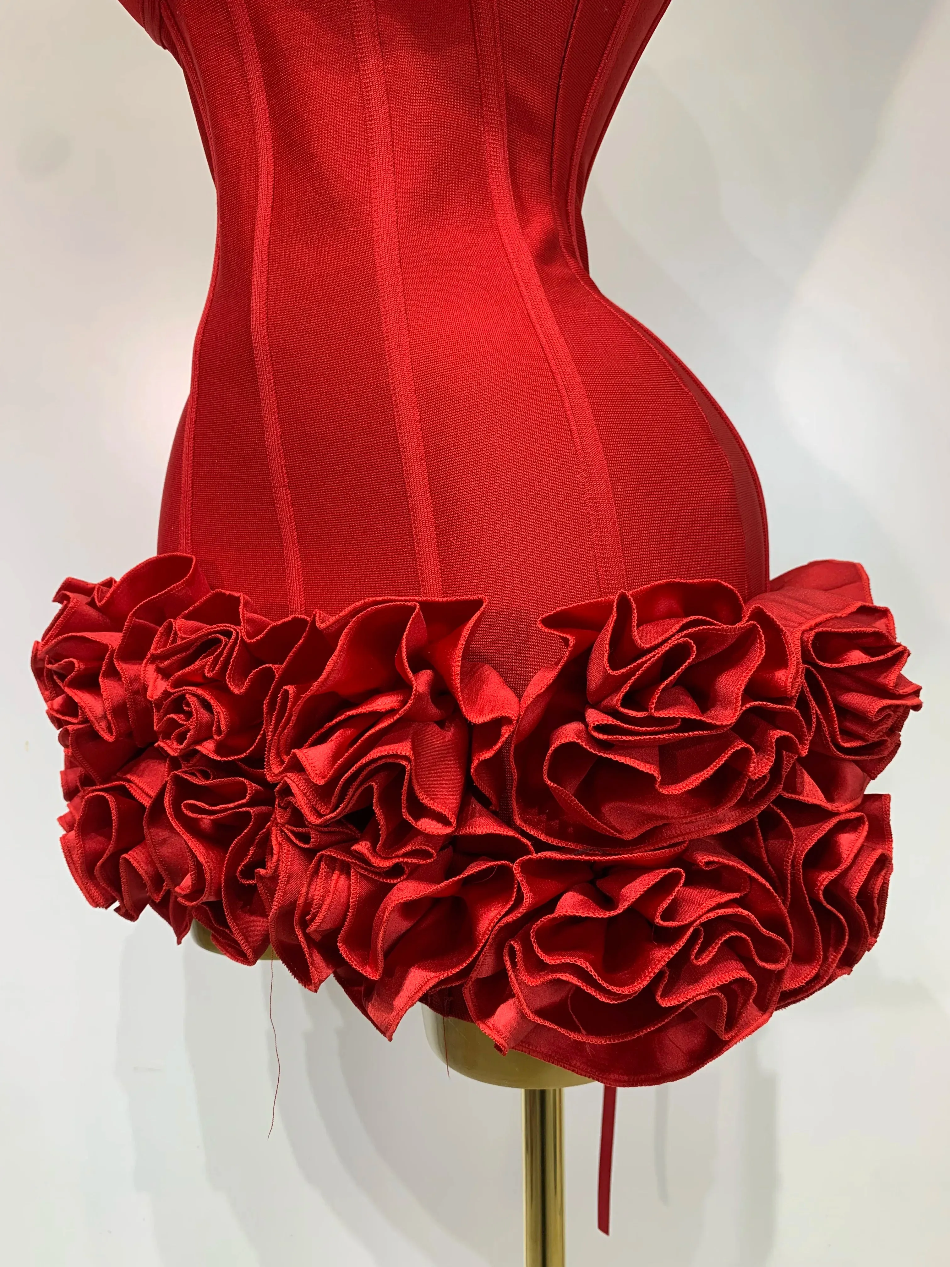 Strapless Flower Prom Gown Mini Dress