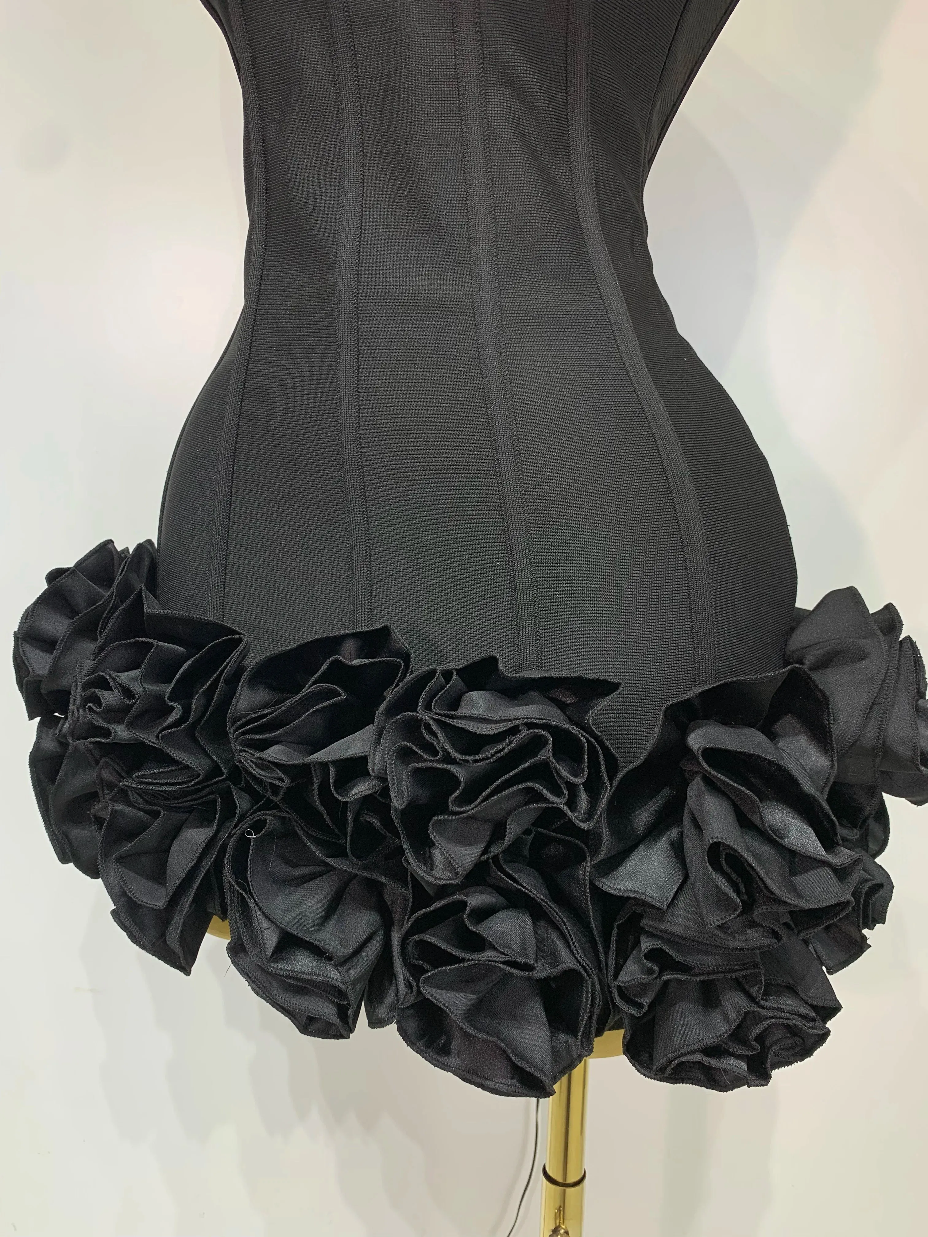 Strapless Flower Prom Gown Mini Dress