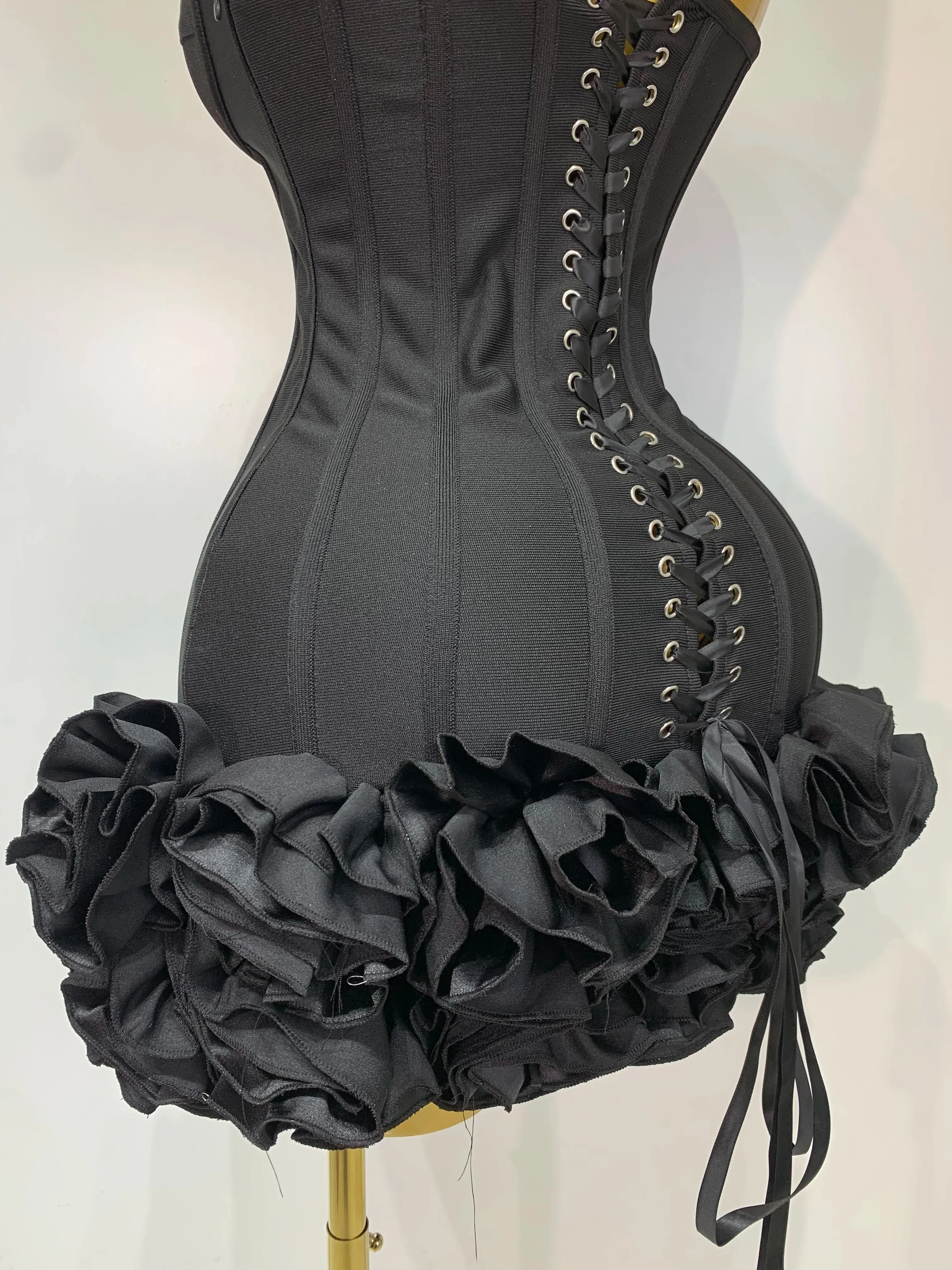 Strapless Flower Prom Gown Mini Dress