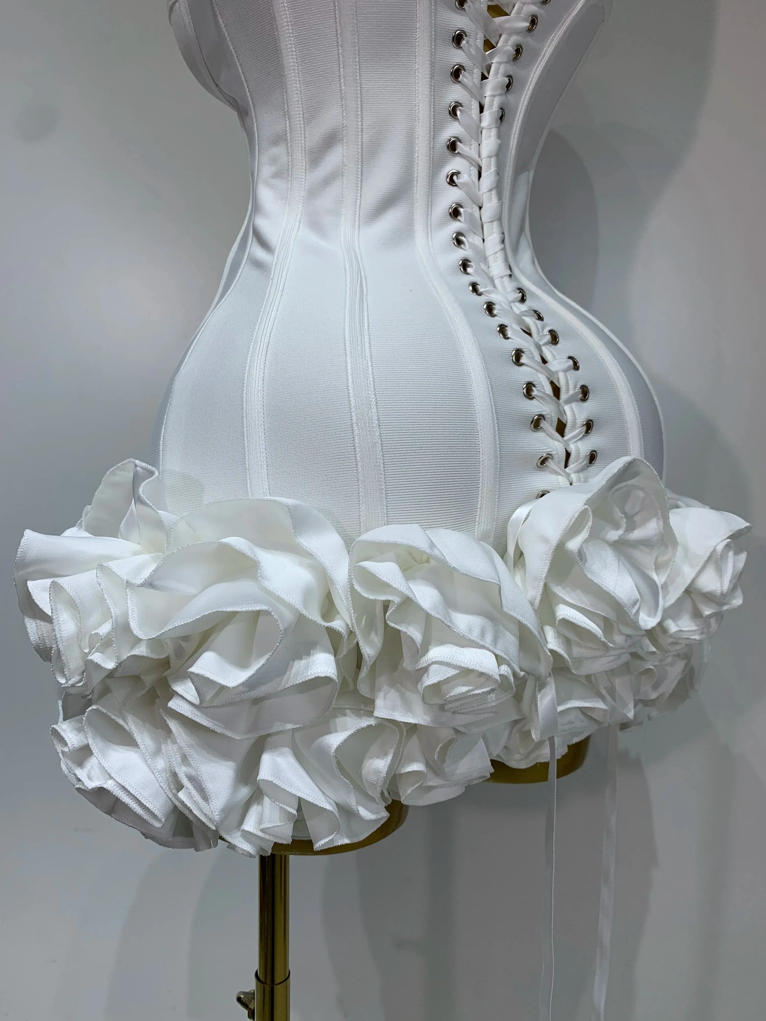 Strapless Flower Prom Gown Mini Dress