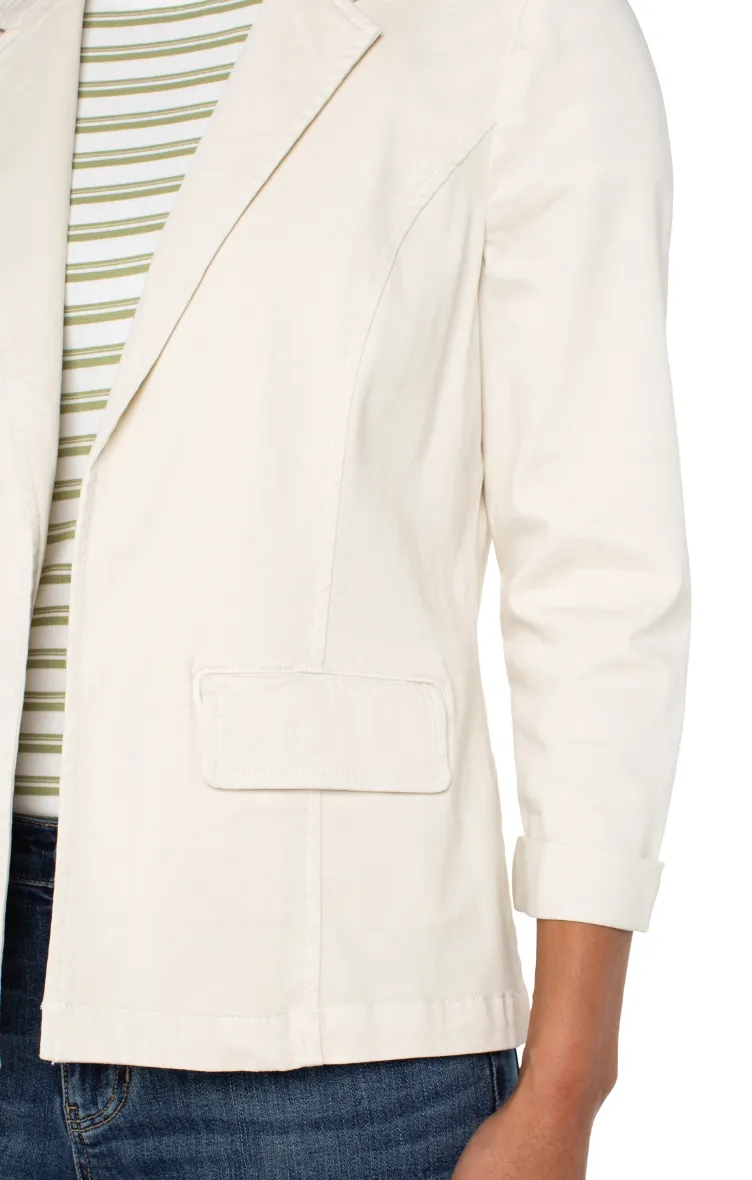 Stretch Twill Fitted Blazer-Bone