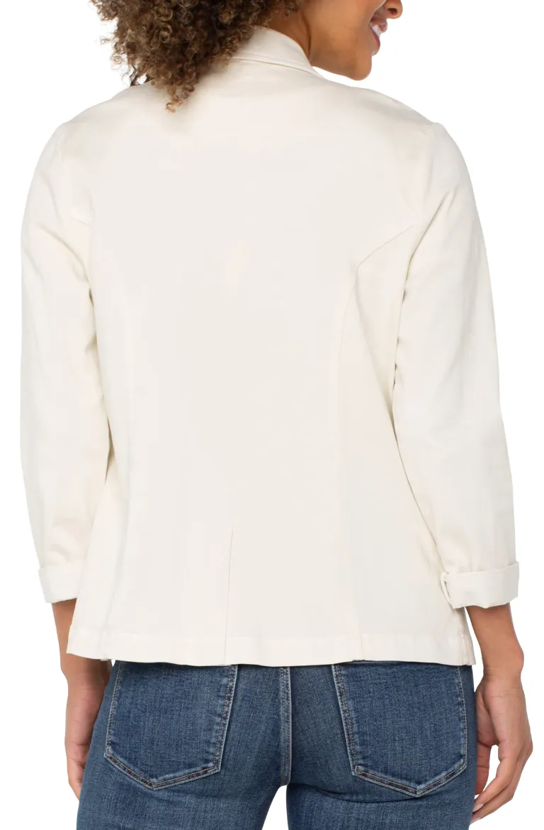 Stretch Twill Fitted Blazer-Bone