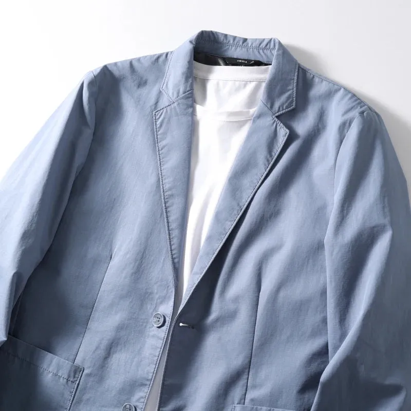 Suit Jacket Men Clothing Single Breasted Pocket Casual Blazer Spring Summer Fashion Thin Solid Long Sleeve Sunscreen Tops