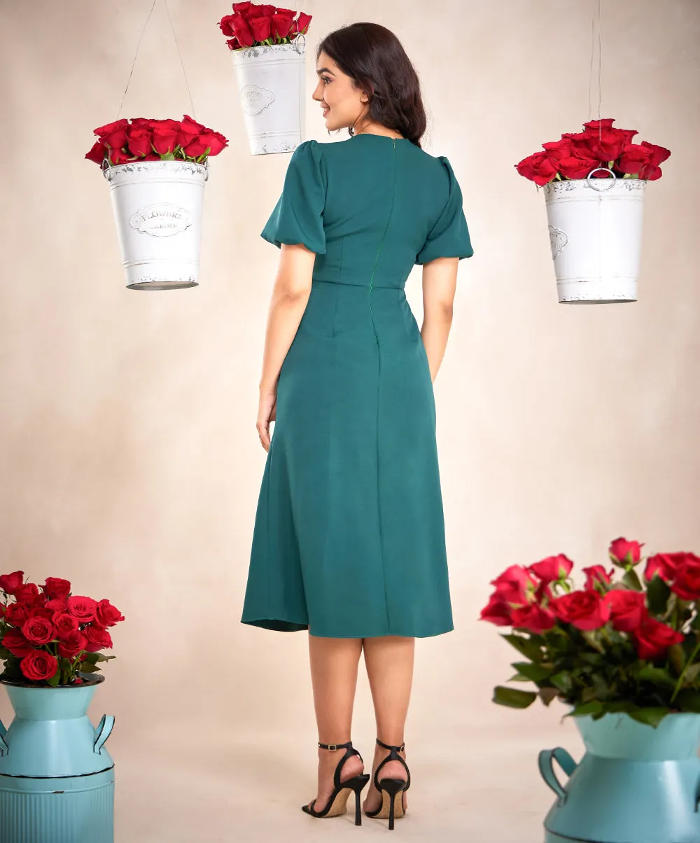 Sunset Midi Green Shift Dress
