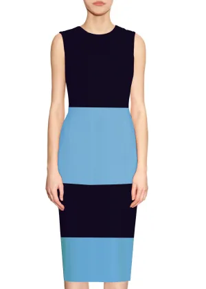 Sutton Black and Blue Sheath Dress