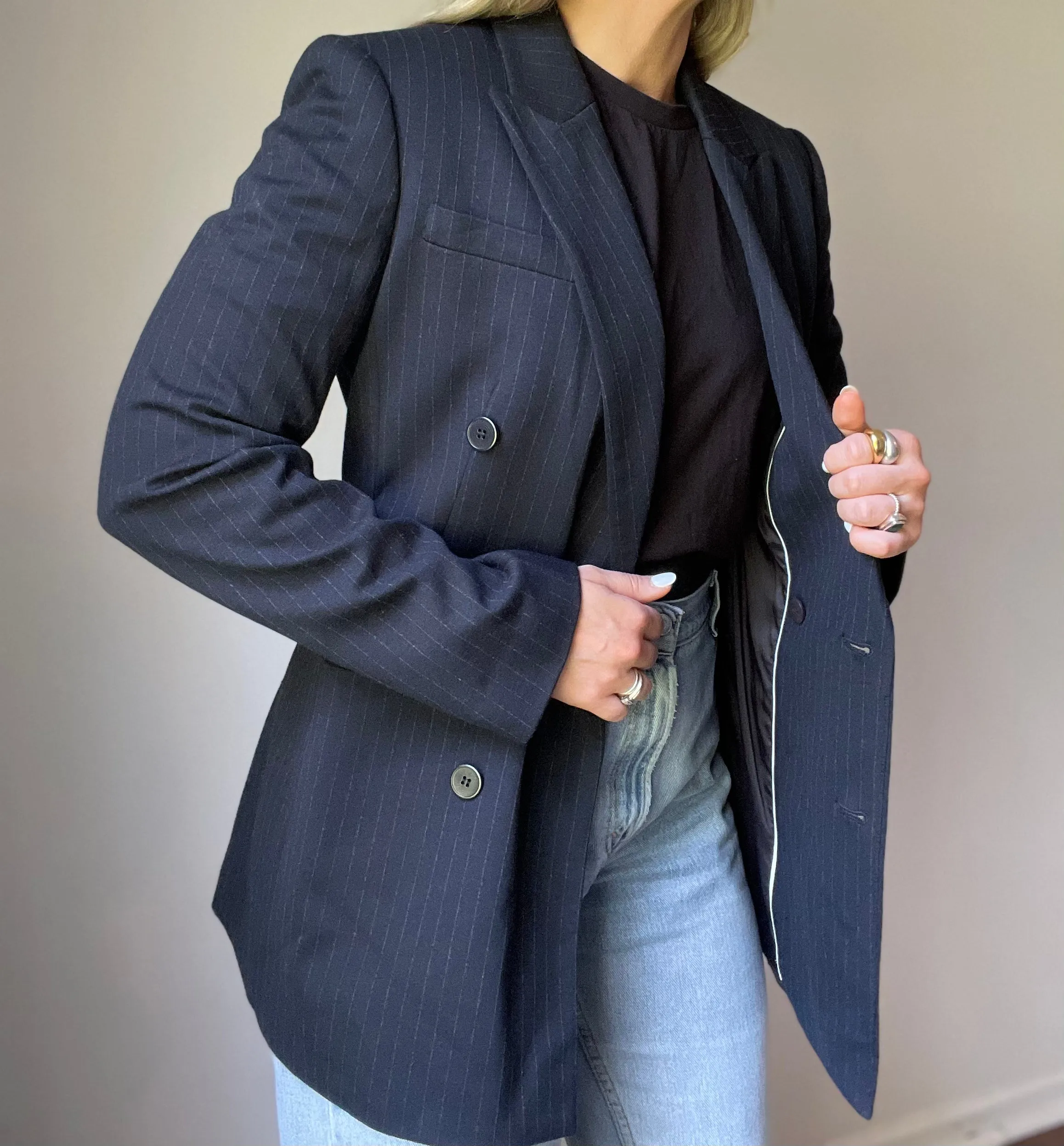 Theory Navy Pinstripe Blazer - Women’s Large