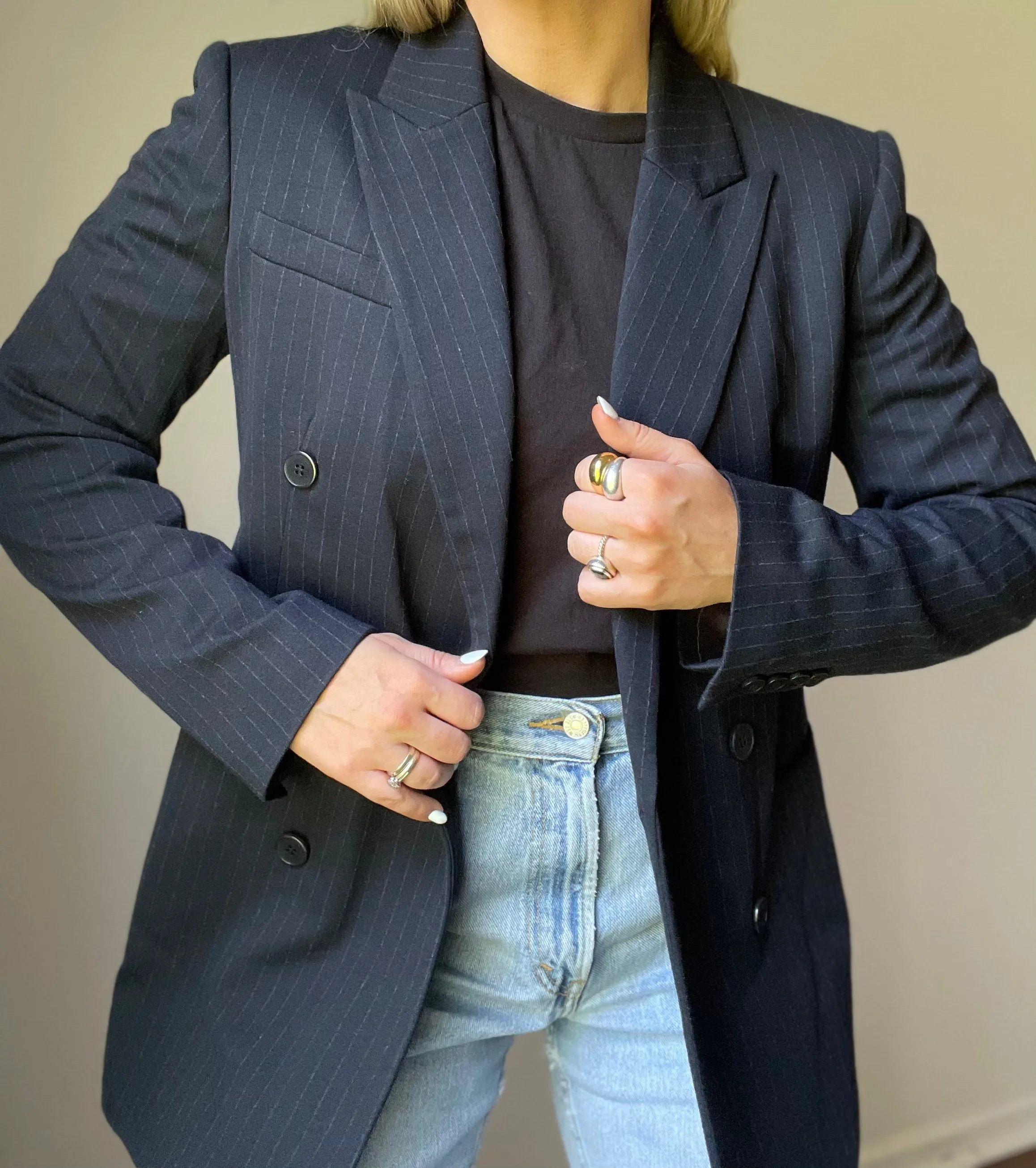 Theory Navy Pinstripe Blazer - Women’s Large