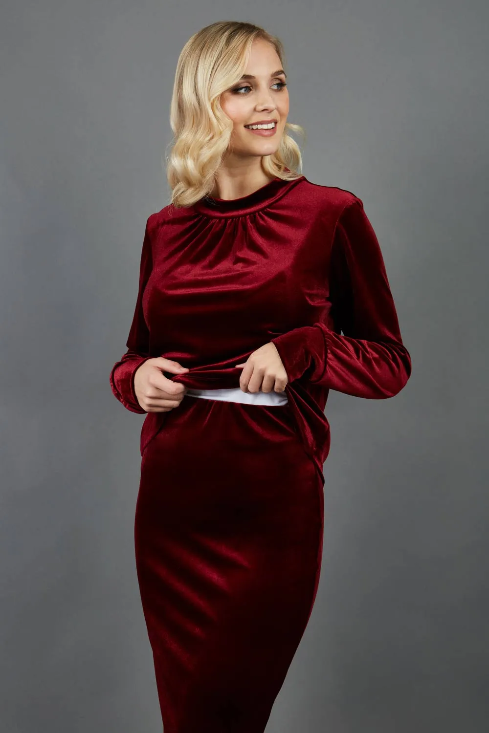 Triste Velvet Pencil Skirt
