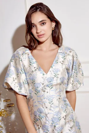 Vanessa Puff Sleeve Jacquard Dress