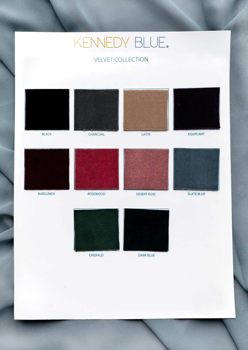 Velvet Fabric Swatch Page