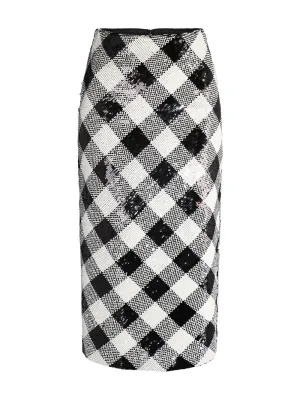 Veronica Beard Allora Sequin Skirt in Black/Off-White