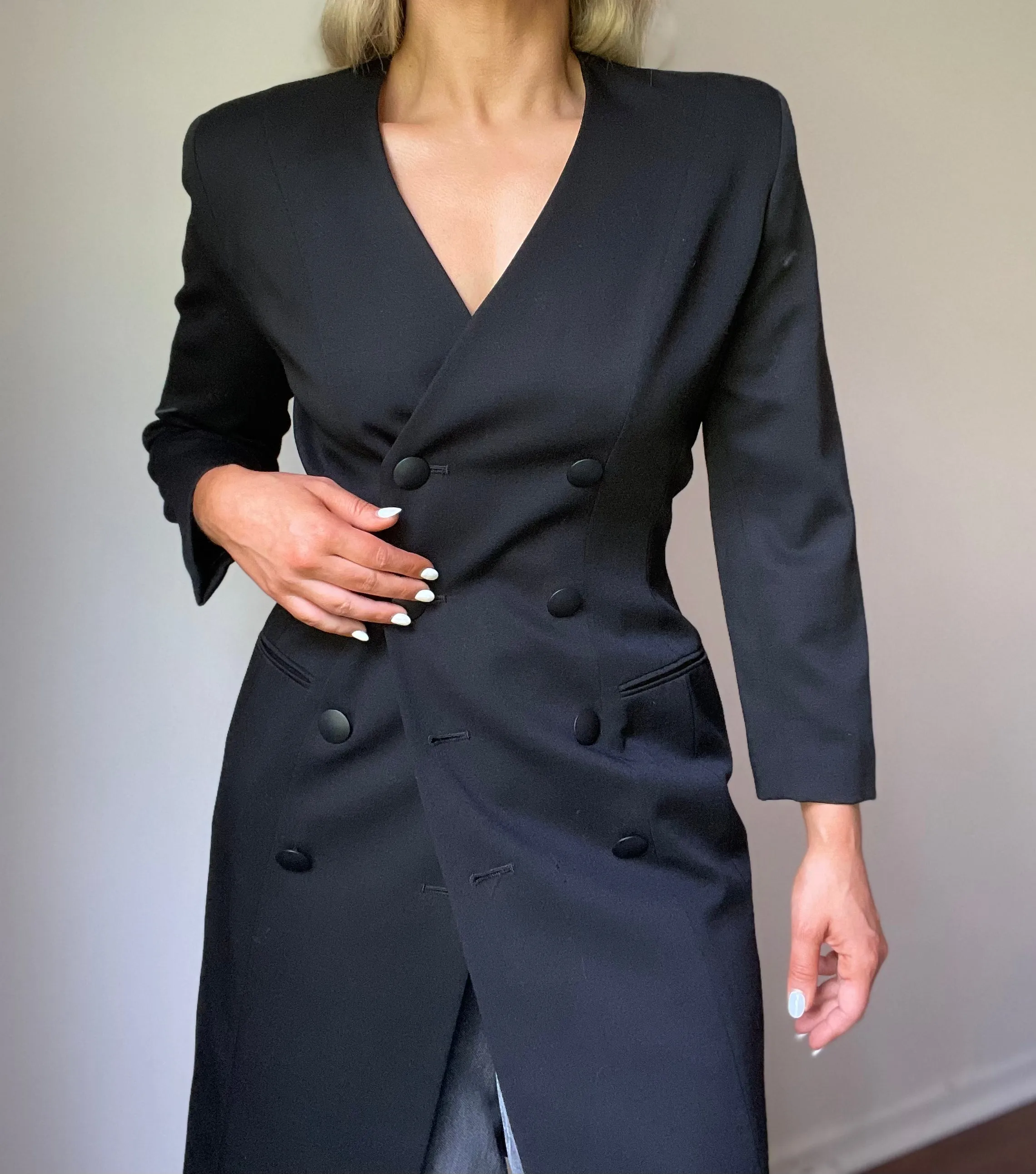 Vintage Fitted Waist Longline Blazer