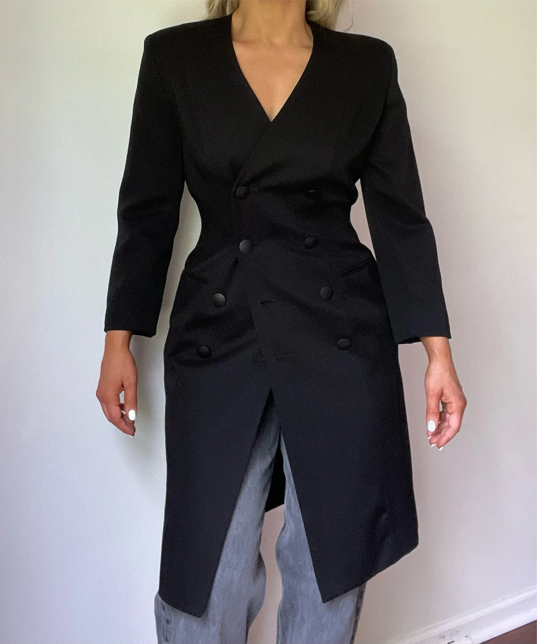 Vintage Fitted Waist Longline Blazer