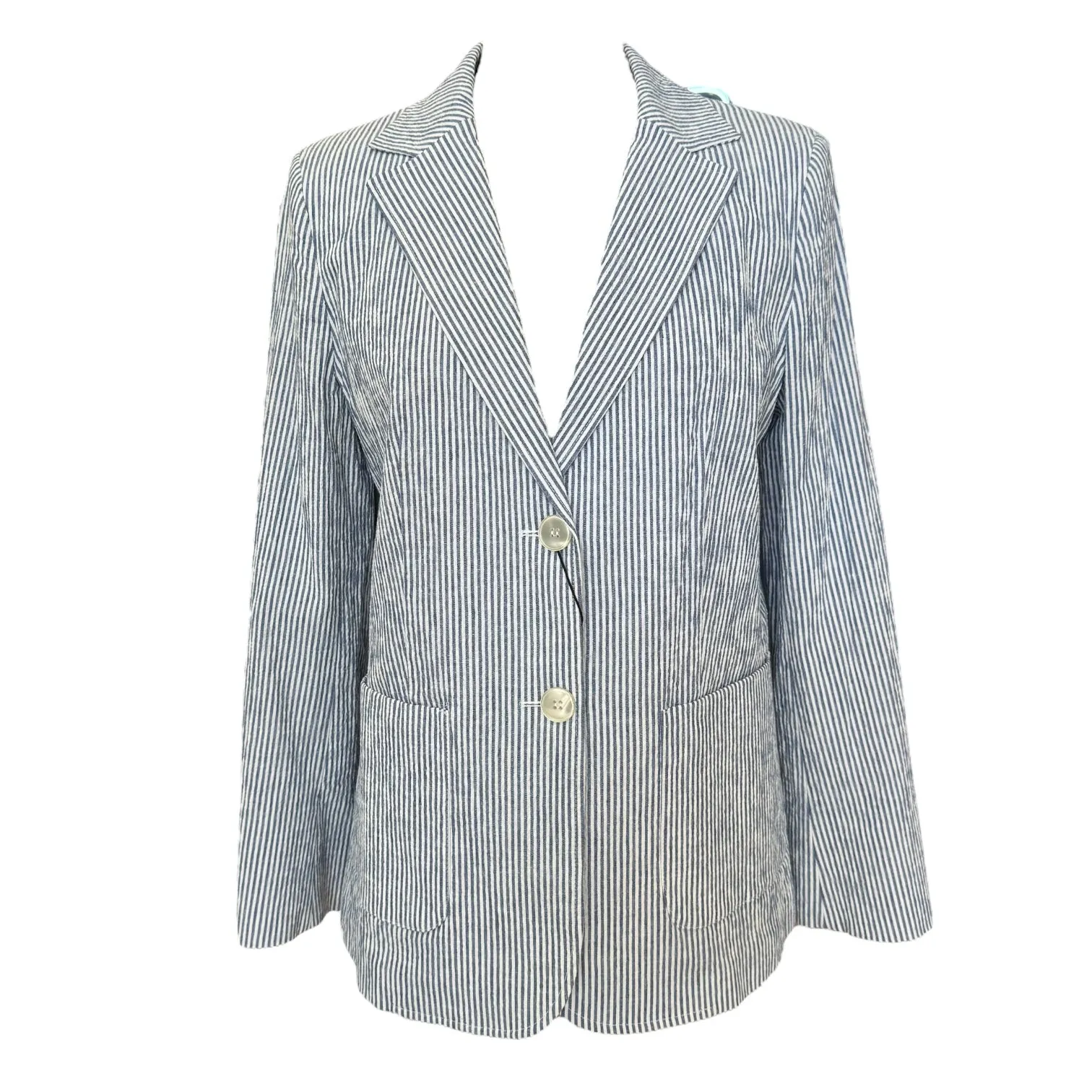 Weekend Max Mara 'Aletta' Blue and White Stripe Blazer - 12 - NEW