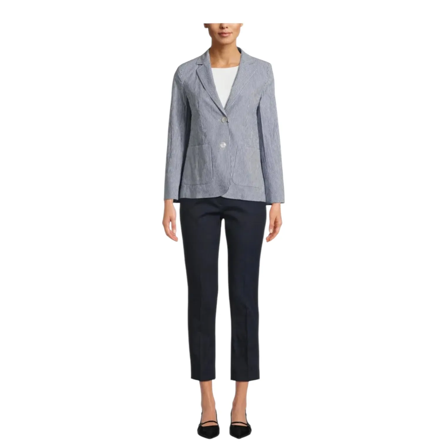 Weekend Max Mara 'Aletta' Blue and White Stripe Blazer - 12 - NEW