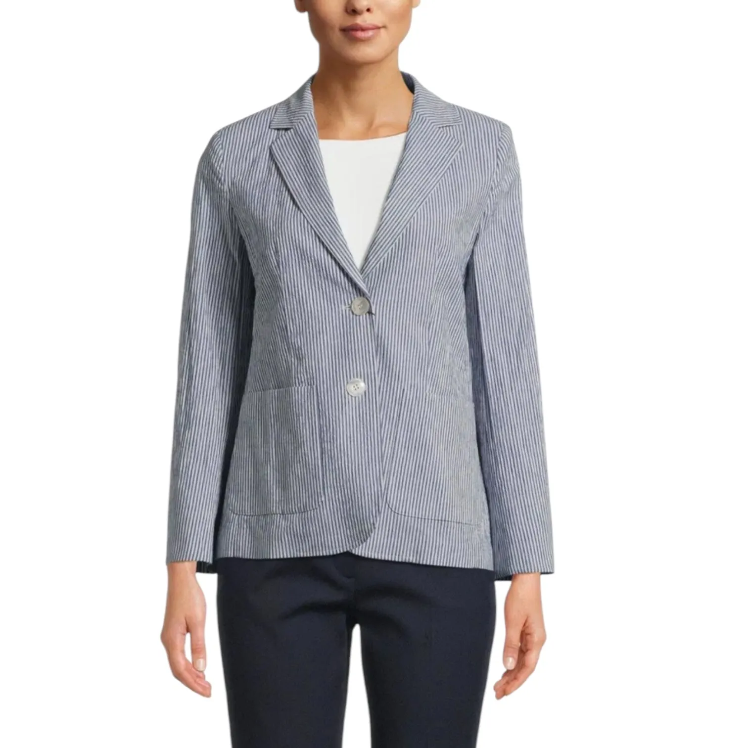 Weekend Max Mara 'Aletta' Blue and White Stripe Blazer - 12 - NEW