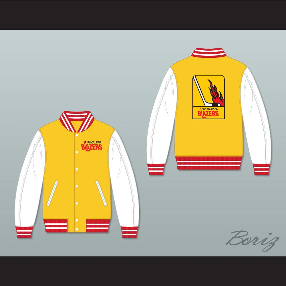 WHA Philadelphia Blazers Yellow and White Varsity Letterman Jacket-Style Sweatshirt 2