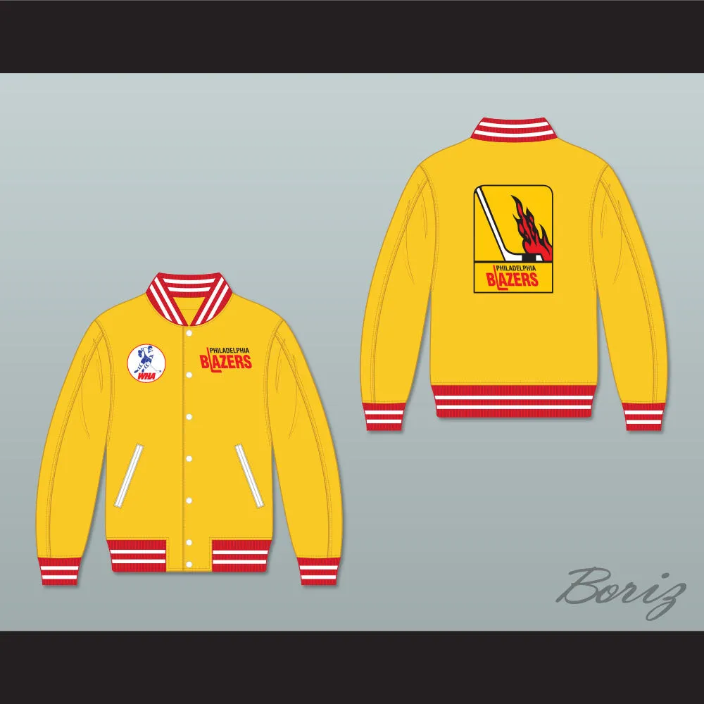 WHA Philadelphia Blazers Yellow Varsity Letterman Jacket-Style Sweatshirt 1