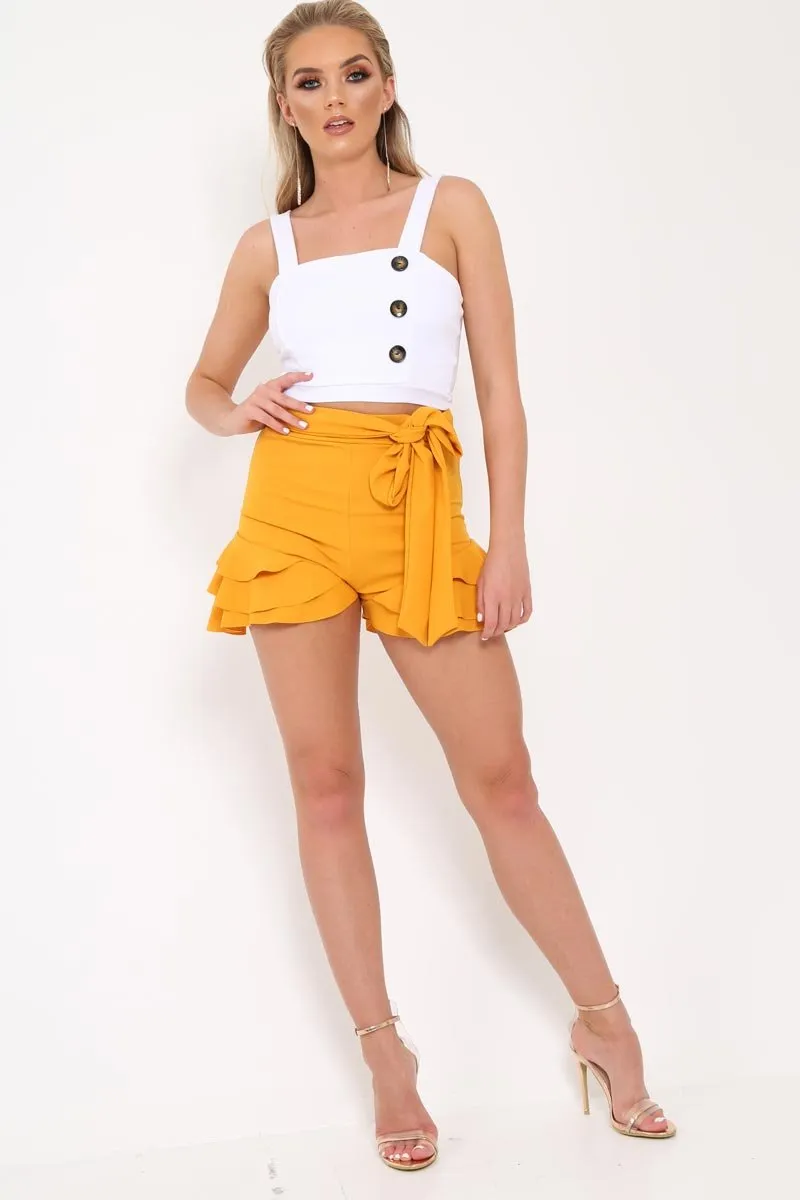 White Button Detail Crop Top - Amory