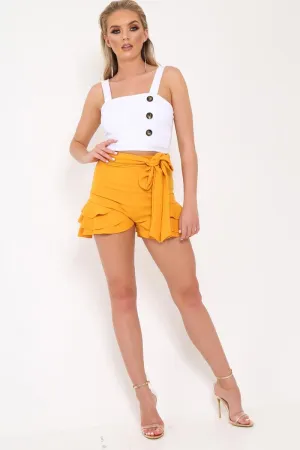 White Button Detail Crop Top - Amory