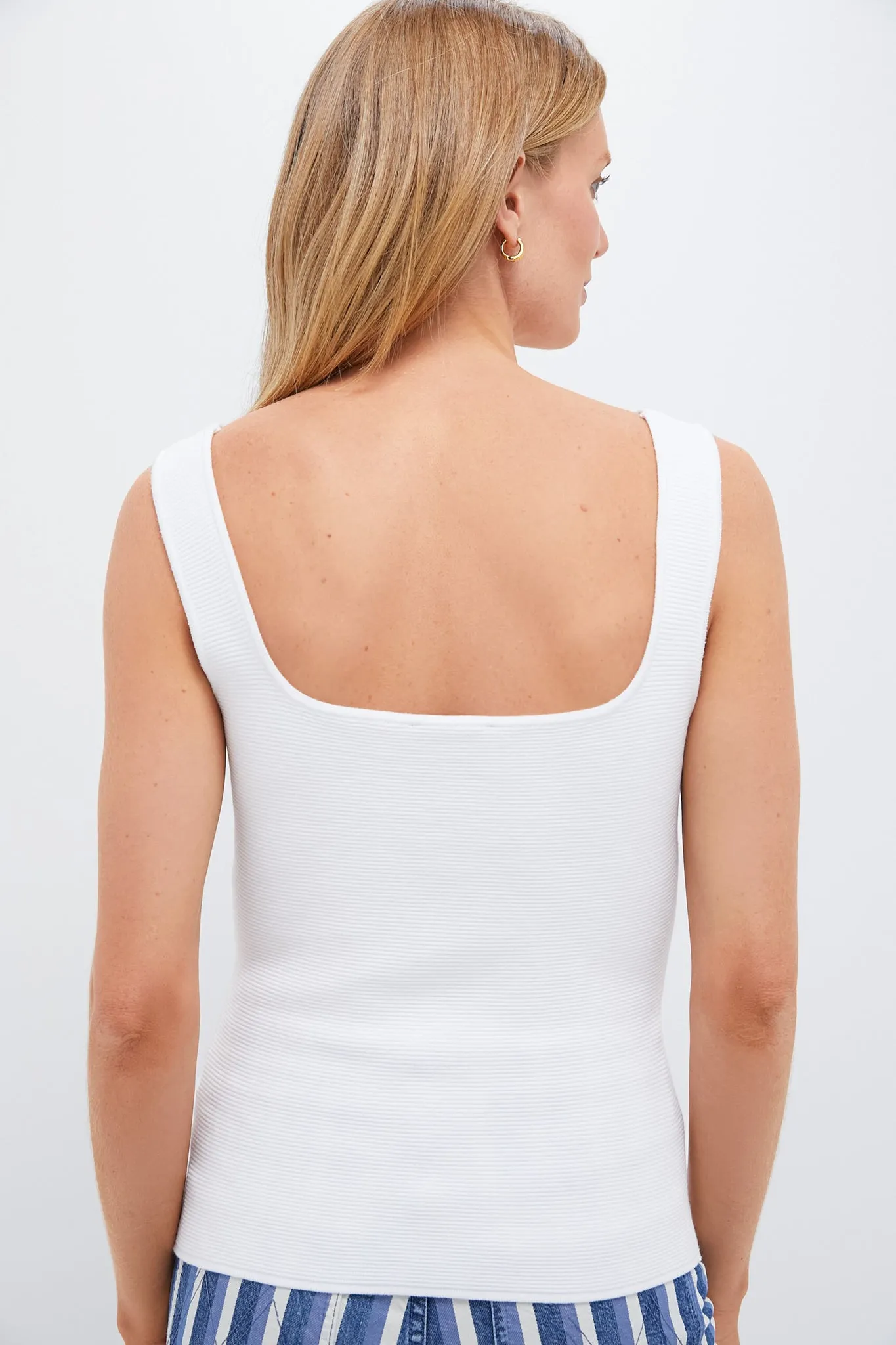 White Sara Rib Knit Tank