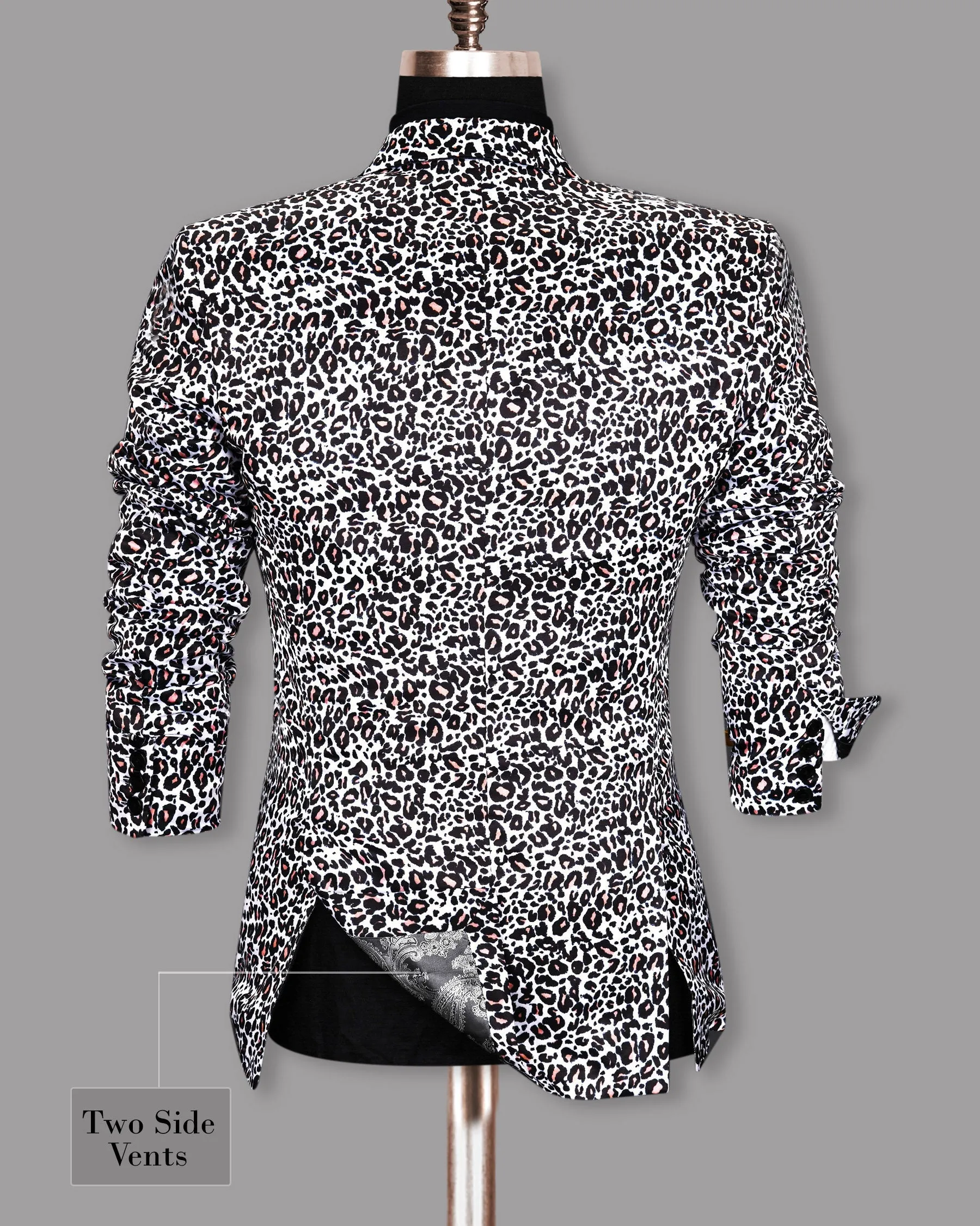 White with Black and Petite Cheetah Print Super Soft Premium Designer Blazer