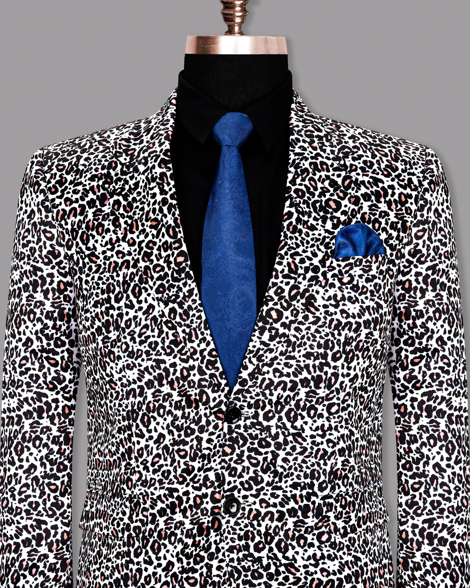 White with Black and Petite Cheetah Print Super Soft Premium Designer Blazer