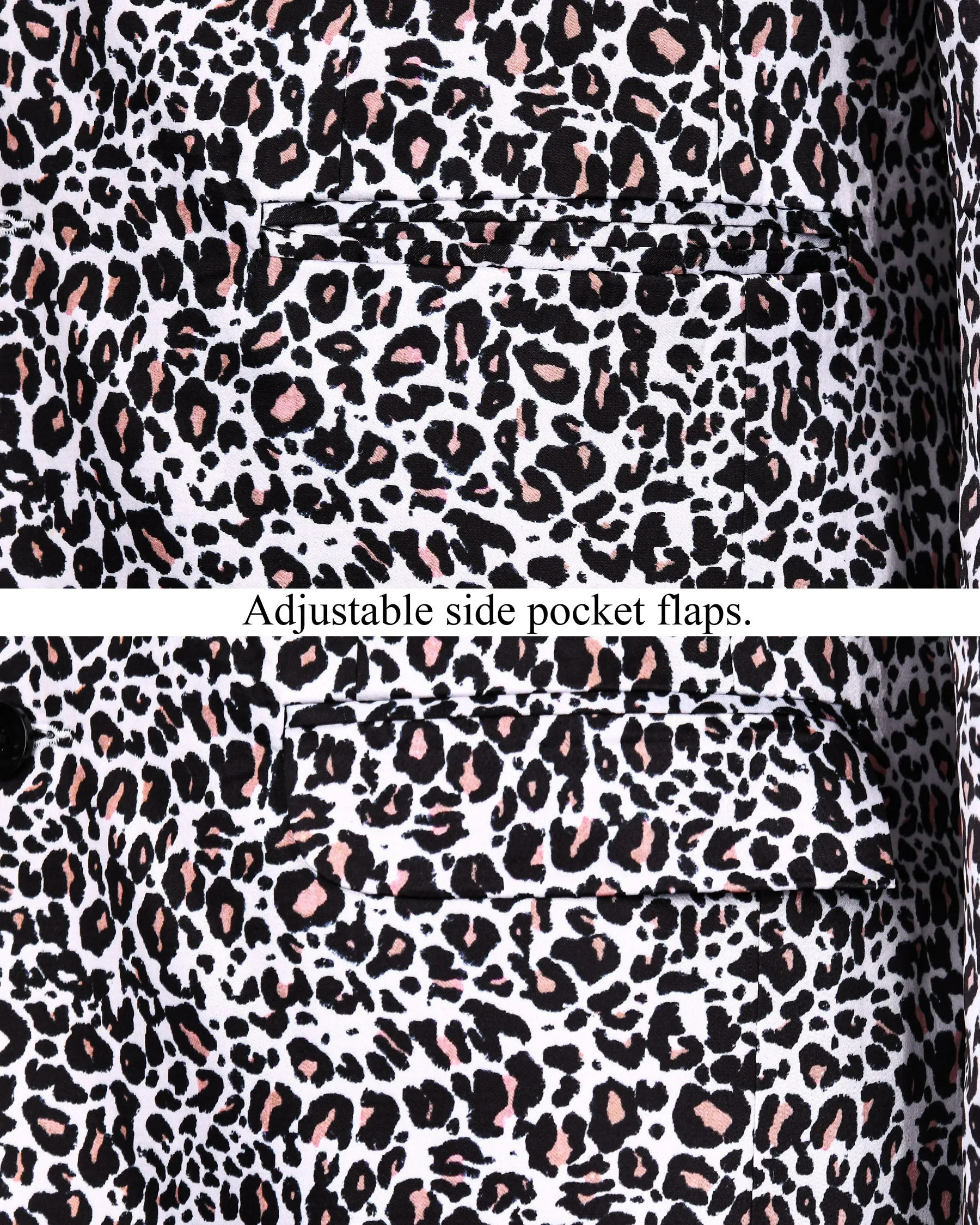 White with Black and Petite Cheetah Print Super Soft Premium Designer Blazer
