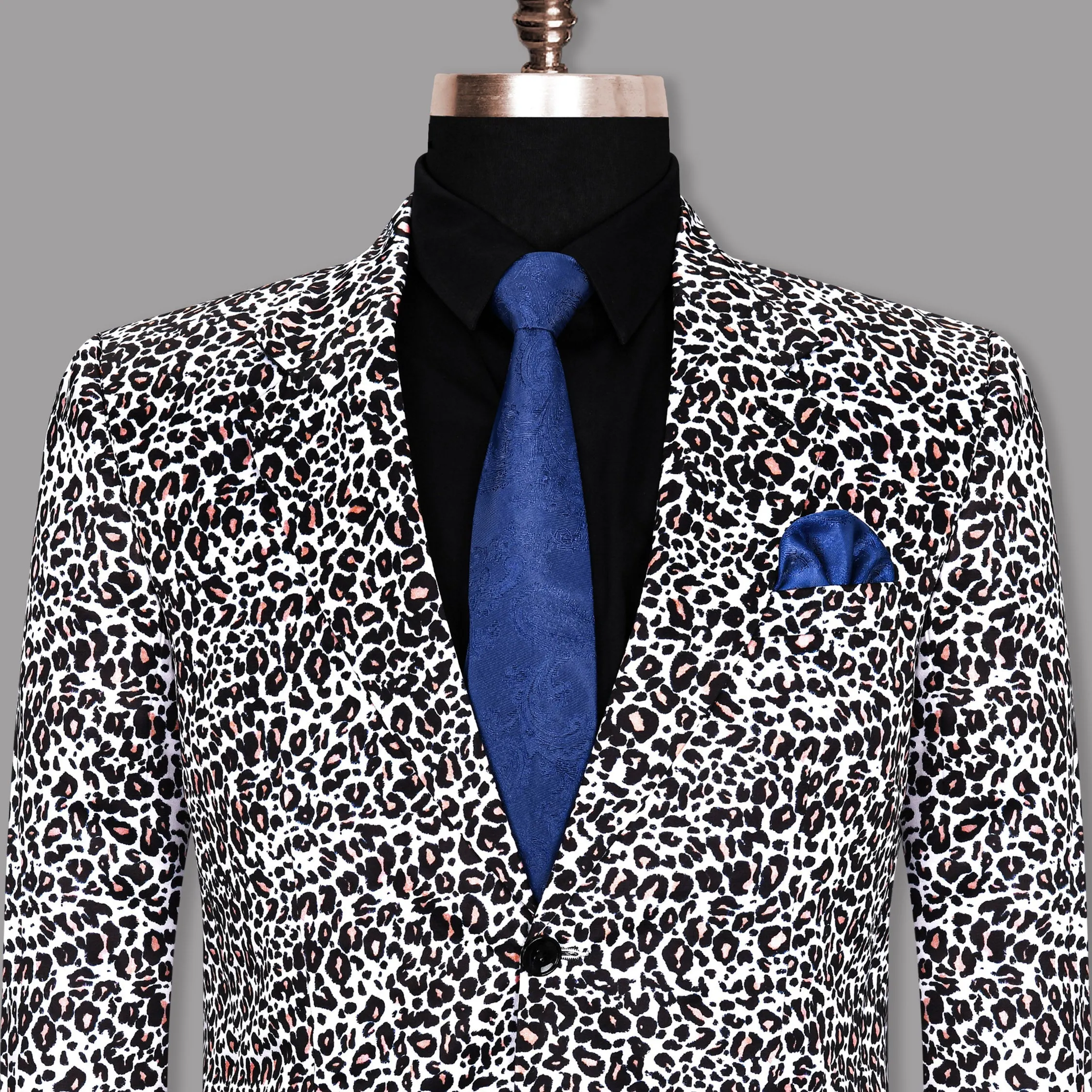 White with Black and Petite Cheetah Print Super Soft Premium Designer Blazer