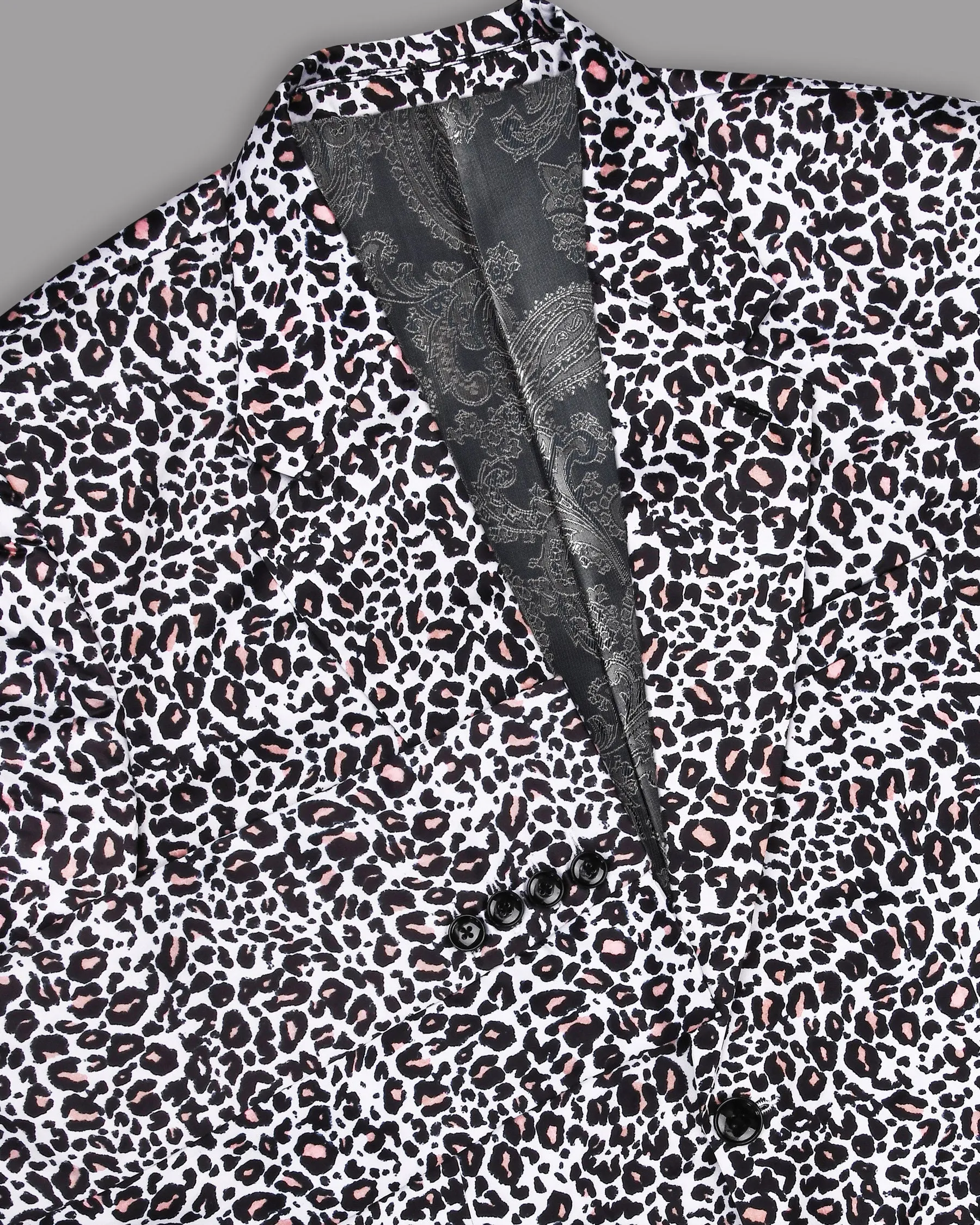 White with Black and Petite Cheetah Print Super Soft Premium Designer Blazer