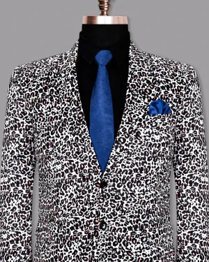 White with Black and Petite Cheetah Print Super Soft Premium Designer Blazer