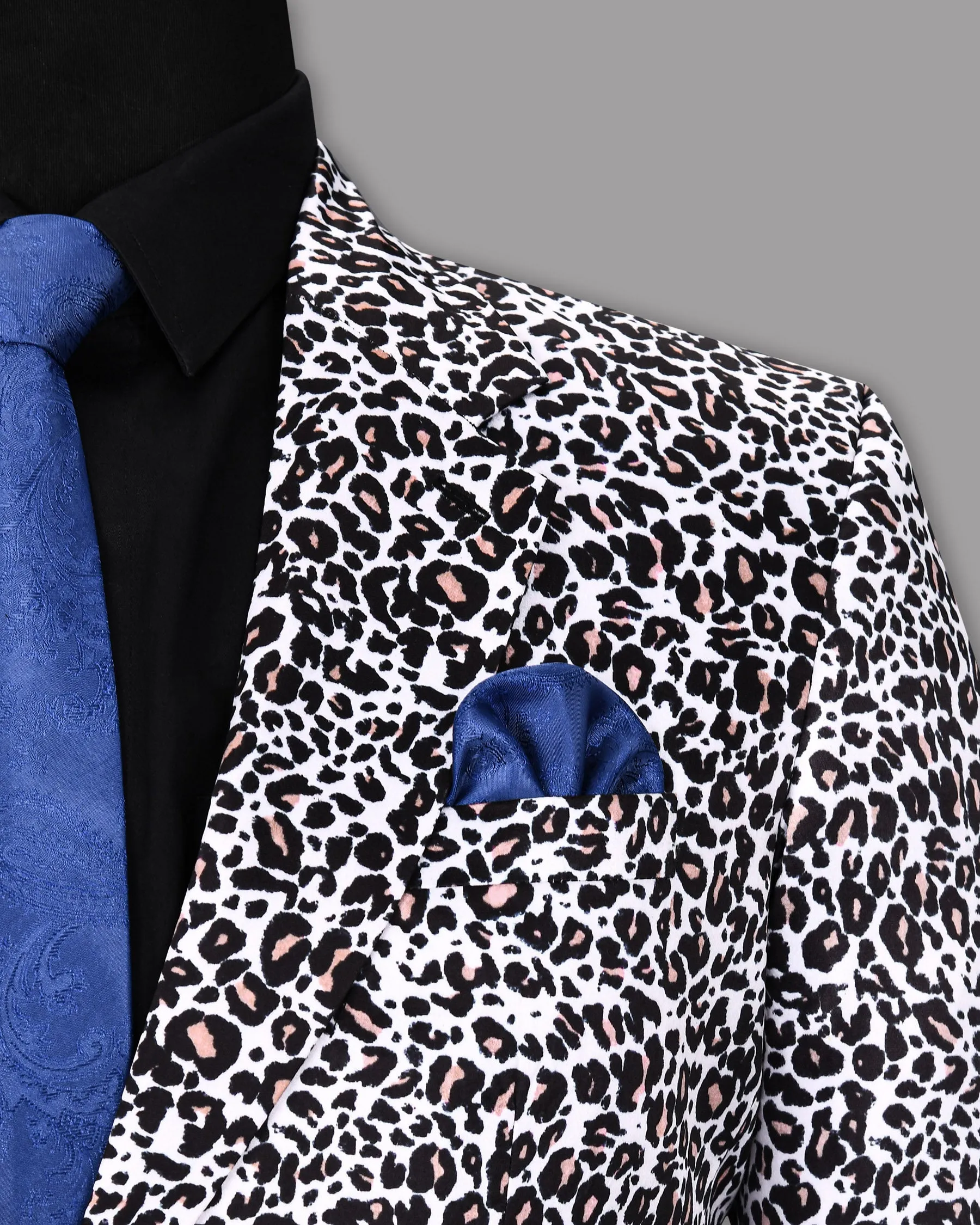 White with Black and Petite Cheetah Print Super Soft Premium Designer Blazer