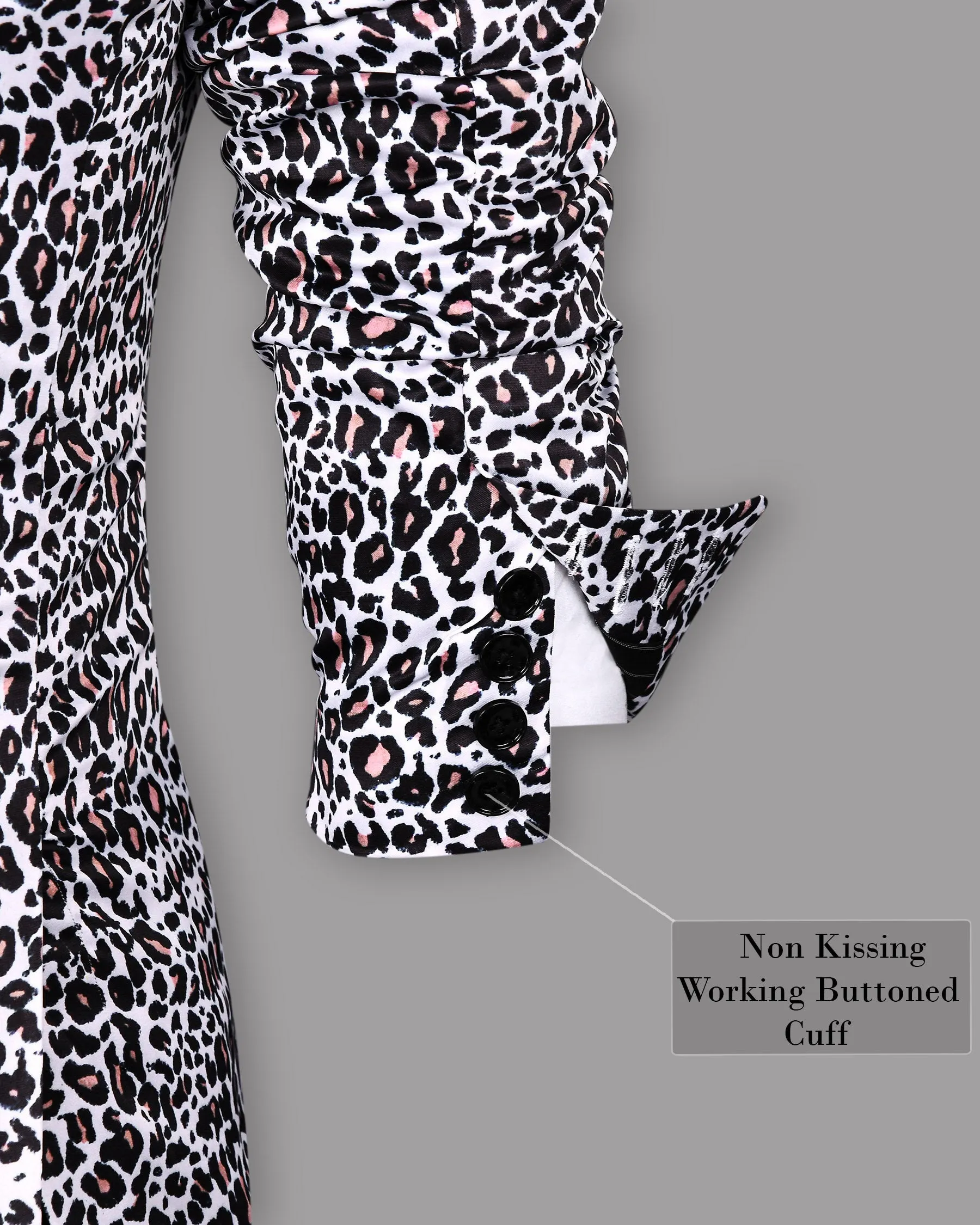 White with Black and Petite Cheetah Print Super Soft Premium Designer Blazer
